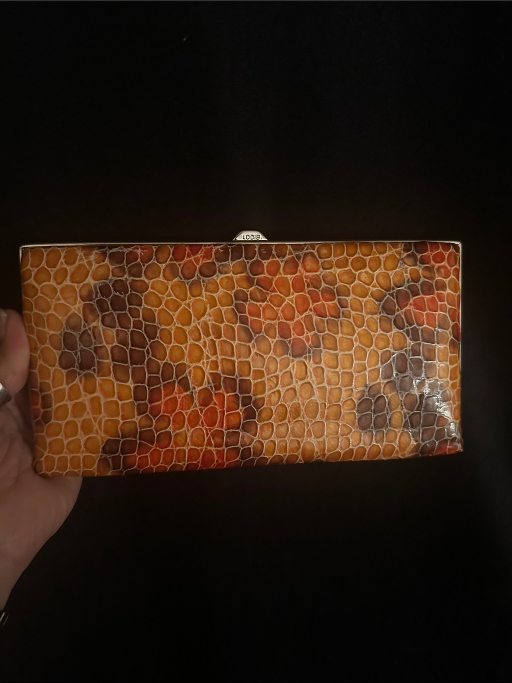 Lodis Red Leather Framed Card Holder Wallet